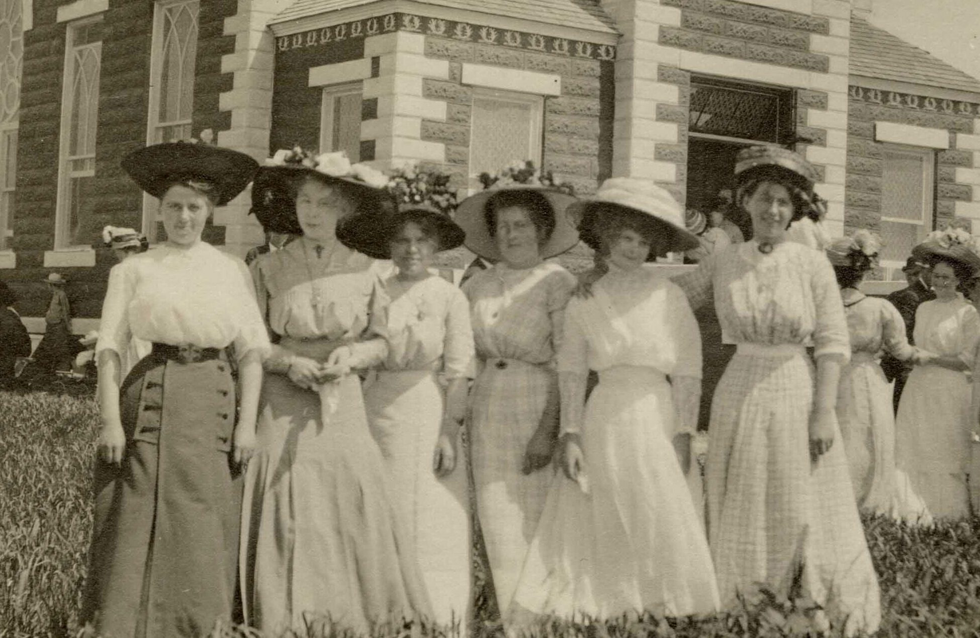 Women standing out front of a Lutheran Church in Minnesota
