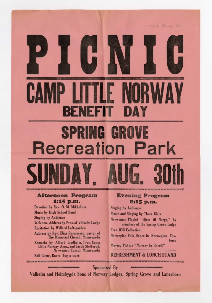 Picnic, Camp Little Norway Benefit Day, Spring Grove, Minnesota, 1942 August 30